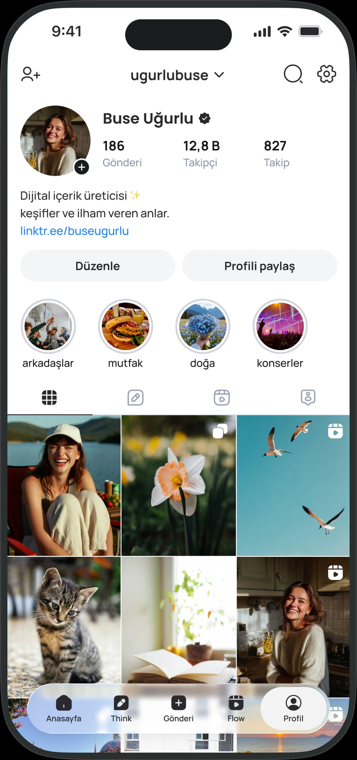 Lolovy profil ekranı: doğrulanmış hesap ve paylaşımlar